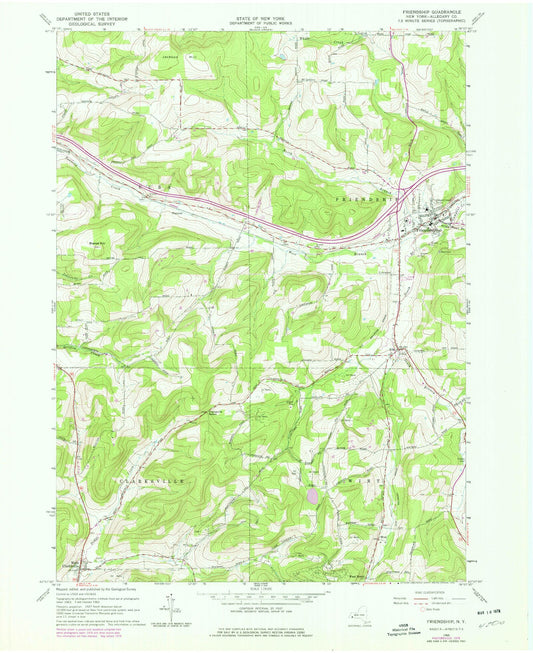 Classic USGS Friendship New York 7.5'x7.5' Topo Map Image