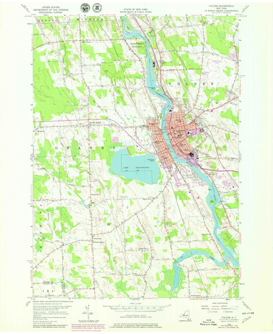 Classic USGS Fulton New York 7.5'x7.5' Topo Map Image