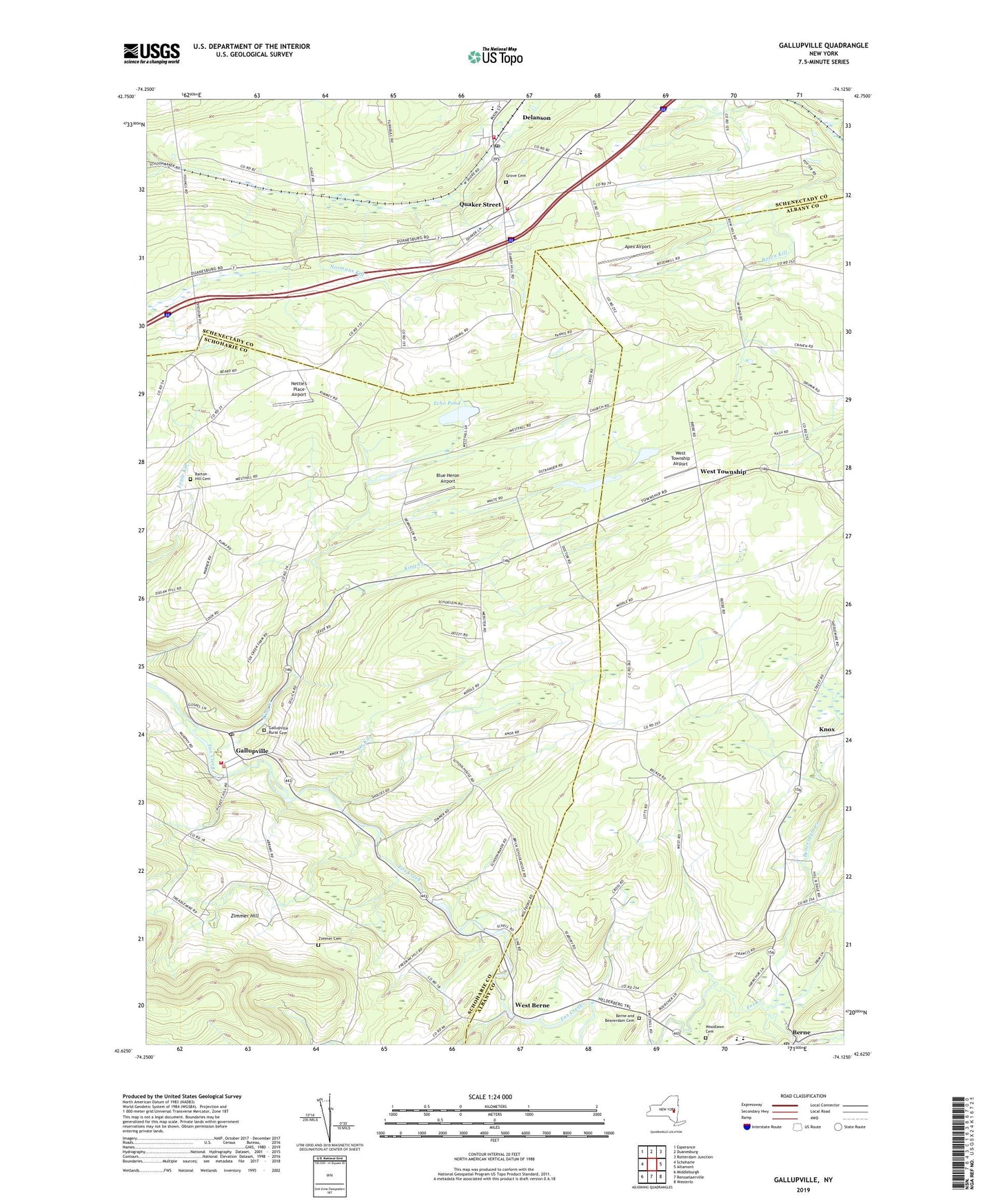 Gallupville New York US Topo Map Image