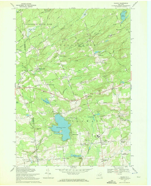 Classic USGS Galway New York 7.5'x7.5' Topo Map Image