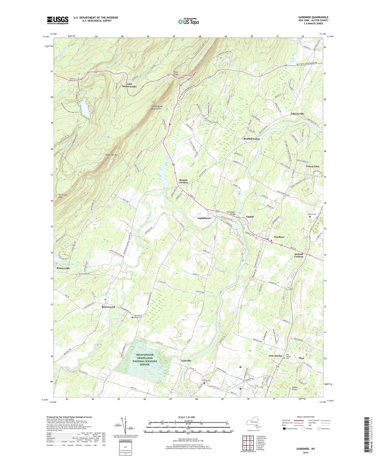 Gardiner New York US Topo Map Image