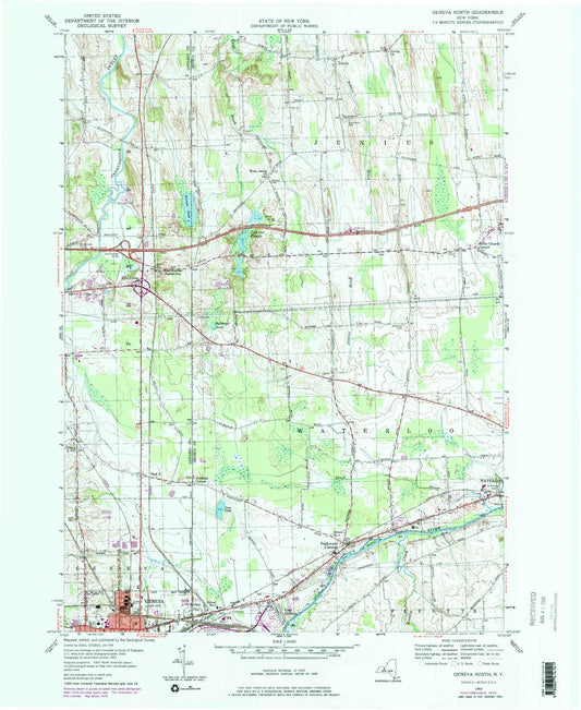 Classic USGS Geneva North New York 7.5'x7.5' Topo Map Image