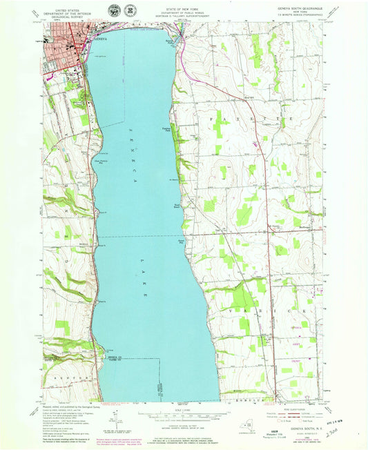 Classic USGS Geneva South New York 7.5'x7.5' Topo Map Image