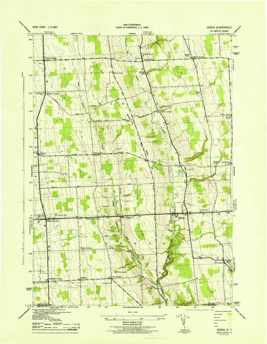 Classic USGS Genoa New York 7.5'x7.5' Topo Map Image