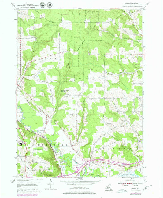 Classic USGS Gerry New York 7.5'x7.5' Topo Map Image