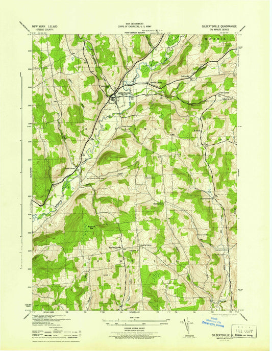 Classic USGS Gilbertsville New York 7.5'x7.5' Topo Map Image