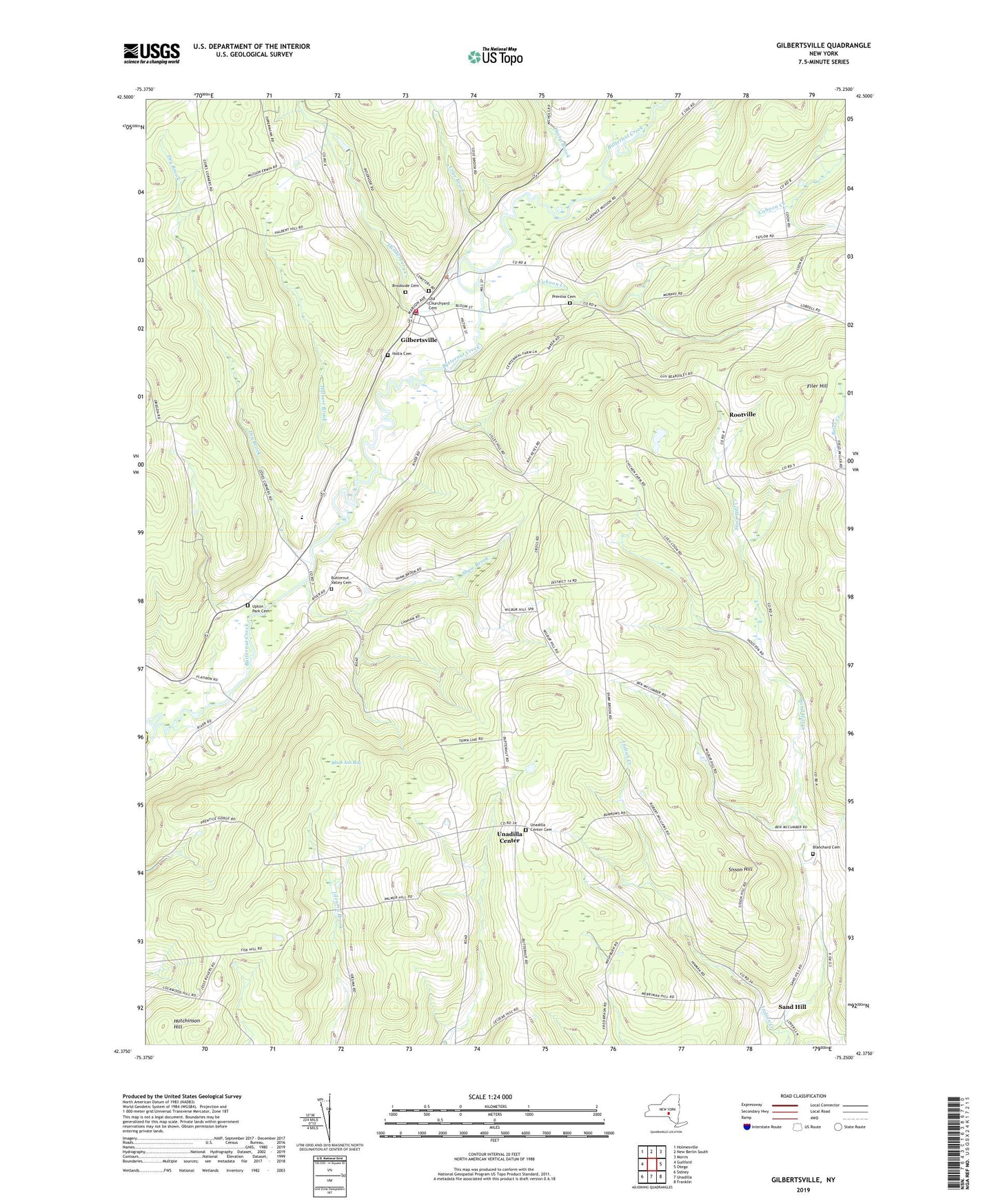 Gilbertsville New York US Topo Map Image