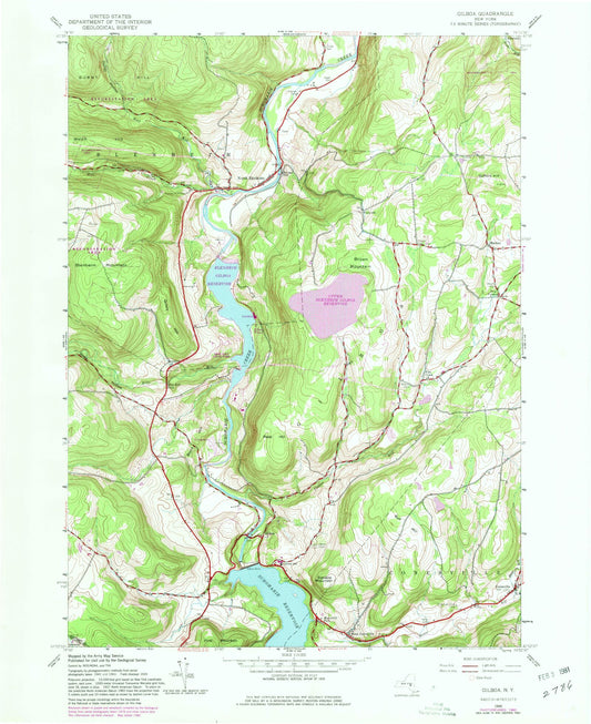 Classic USGS Gilboa New York 7.5'x7.5' Topo Map Image
