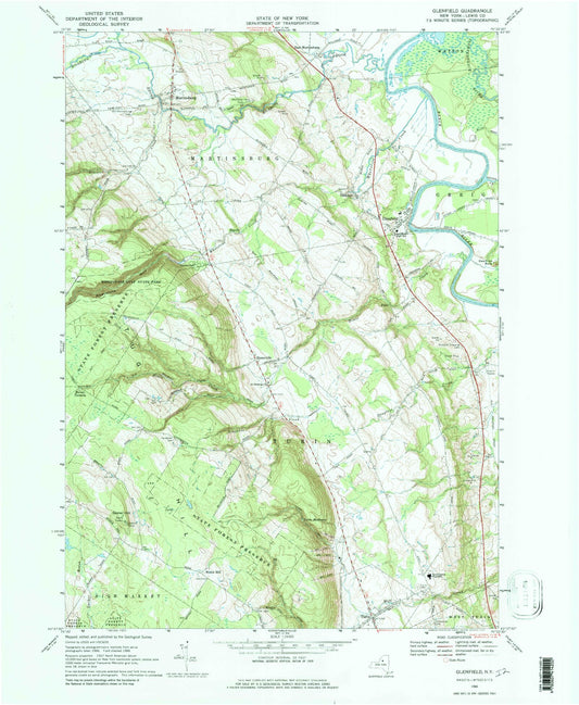 Classic USGS Glenfield New York 7.5'x7.5' Topo Map Image