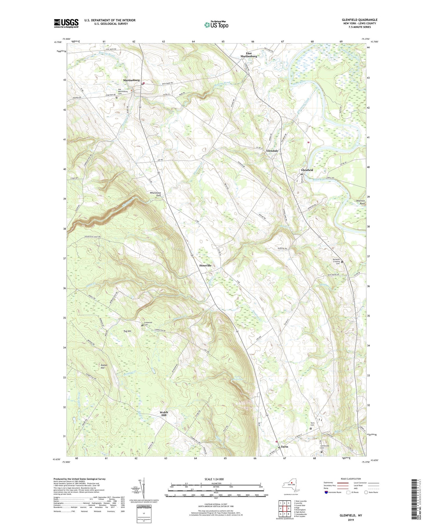 Glenfield New York US Topo Map Image