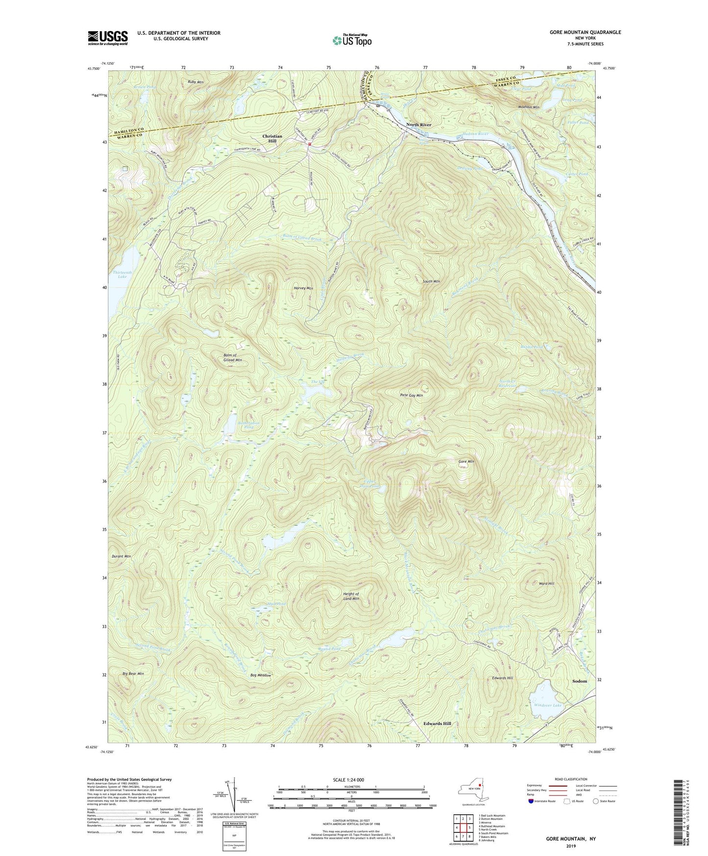 Gore Mountain New York US Topo Map Image