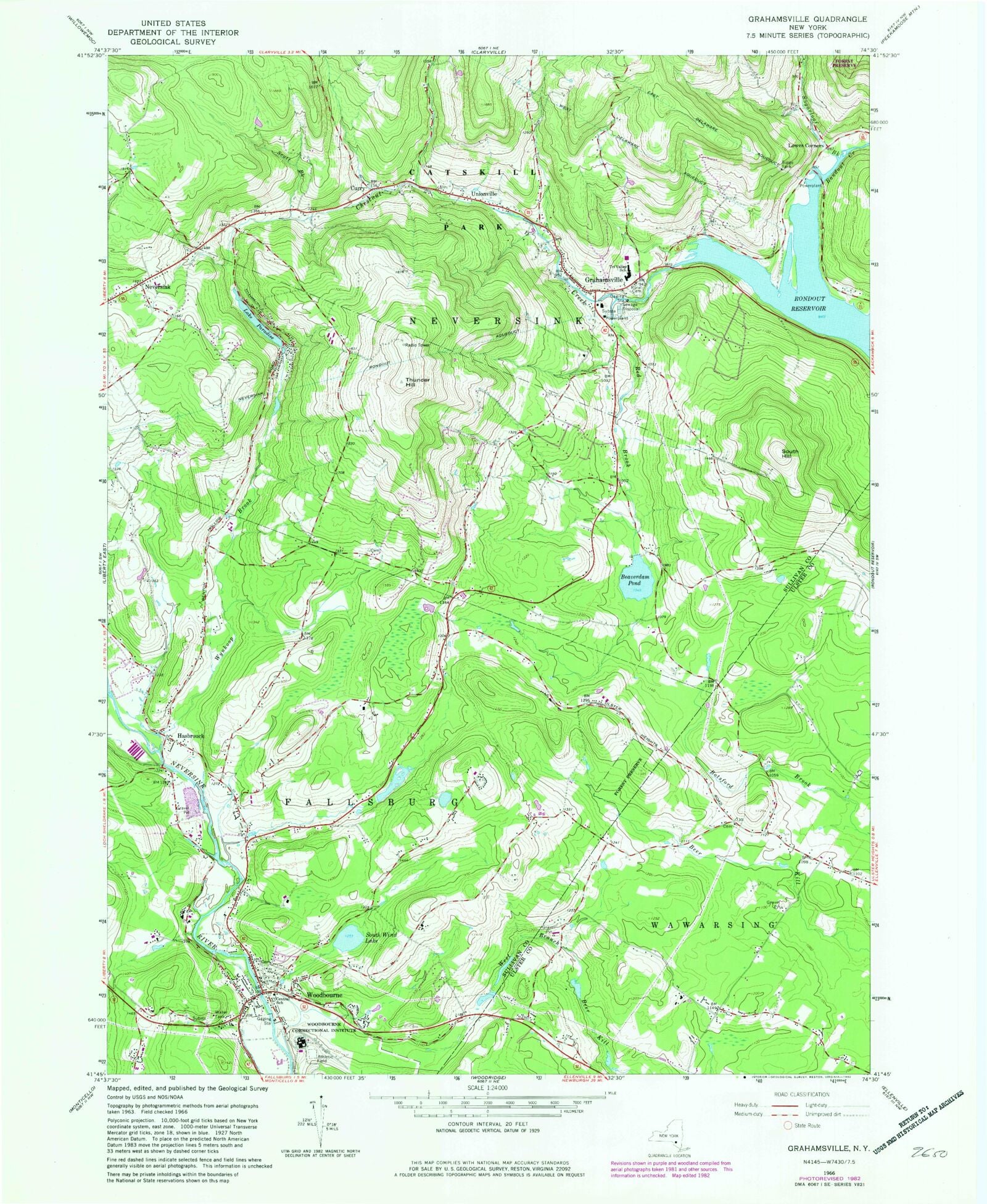 Classic USGS Grahamsville New York 7.5'x7.5' Topo Map MyTopo Map Store