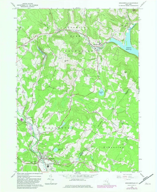 Classic USGS Grahamsville New York 7.5'x7.5' Topo Map Image