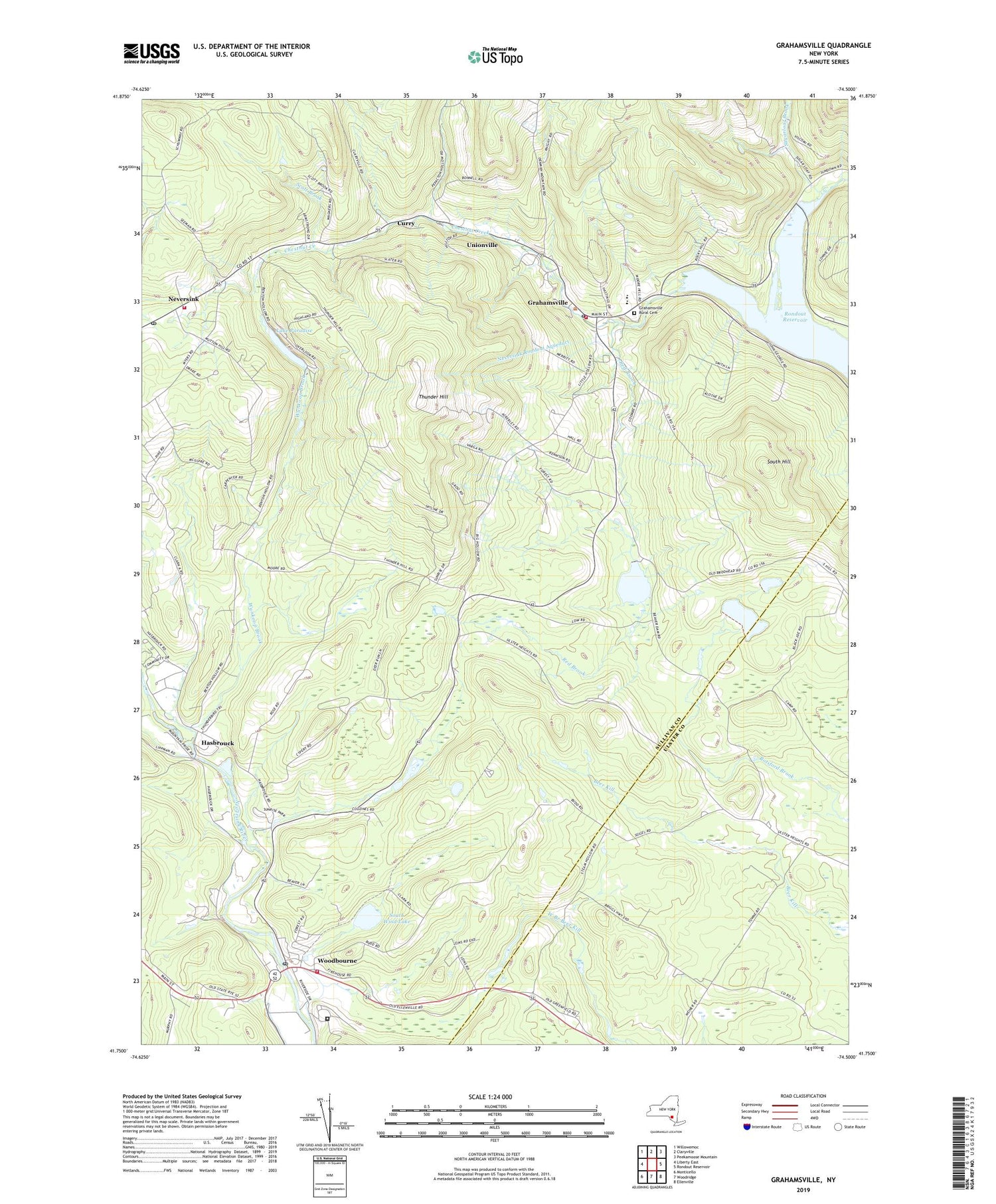 Grahamsville New York US Topo Map Image