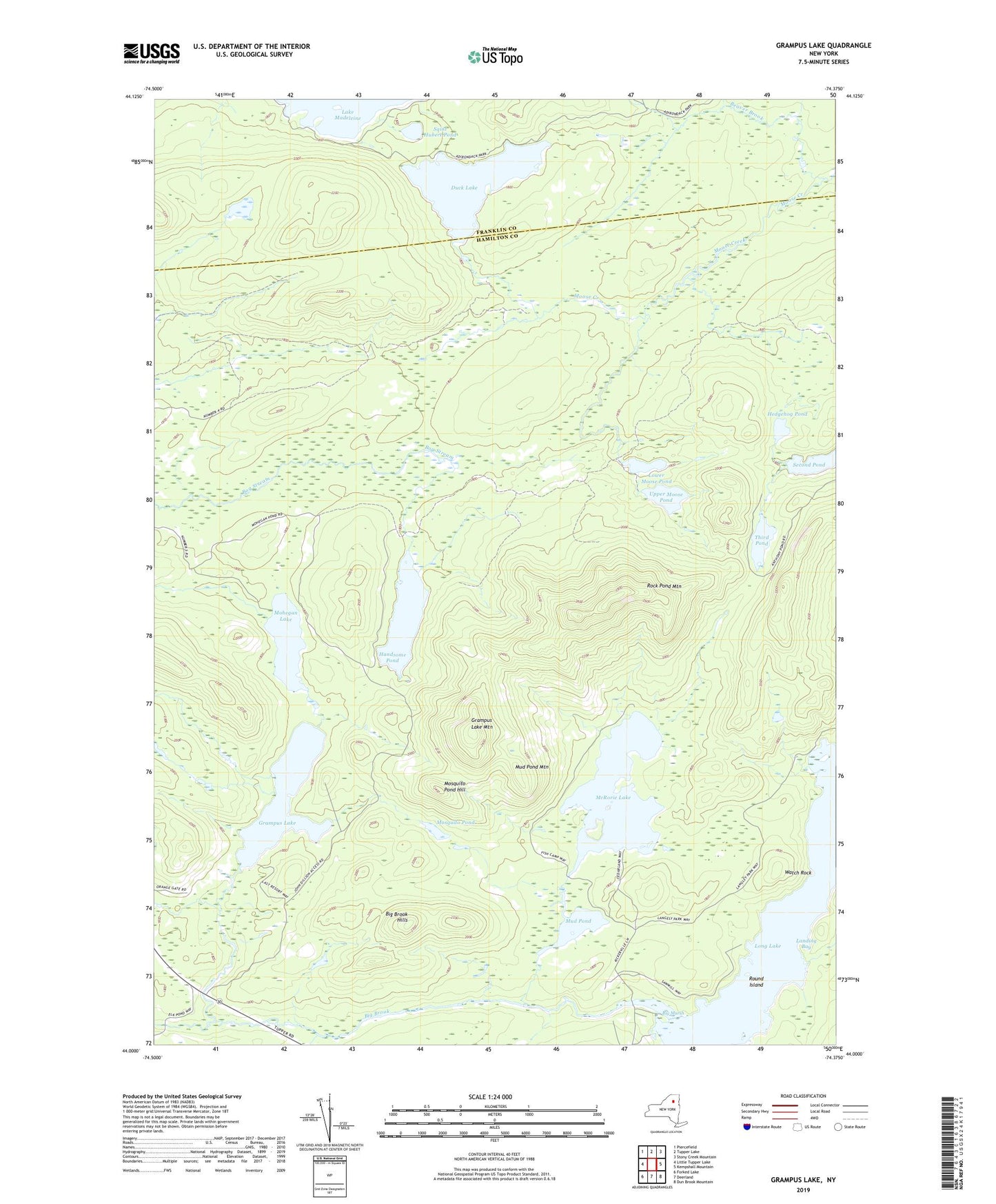Grampus Lake New York US Topo Map Image