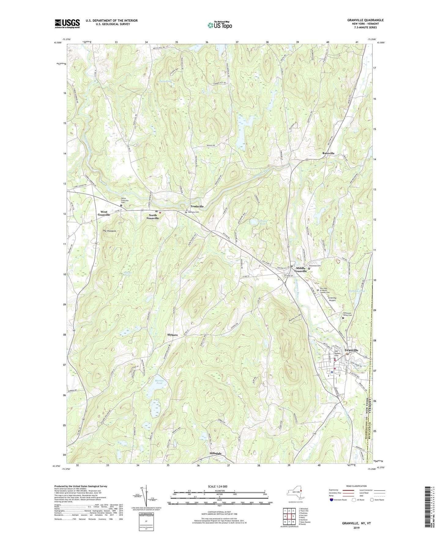Granville New York US Topo Map Image