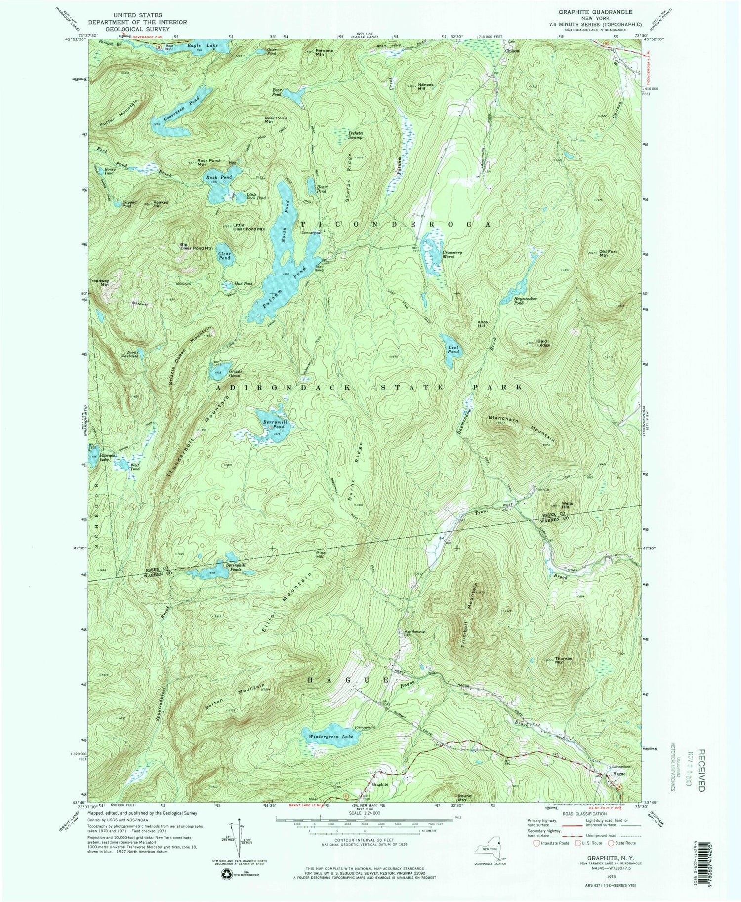 Classic USGS Graphite New York 7.5'x7.5' Topo Map Image