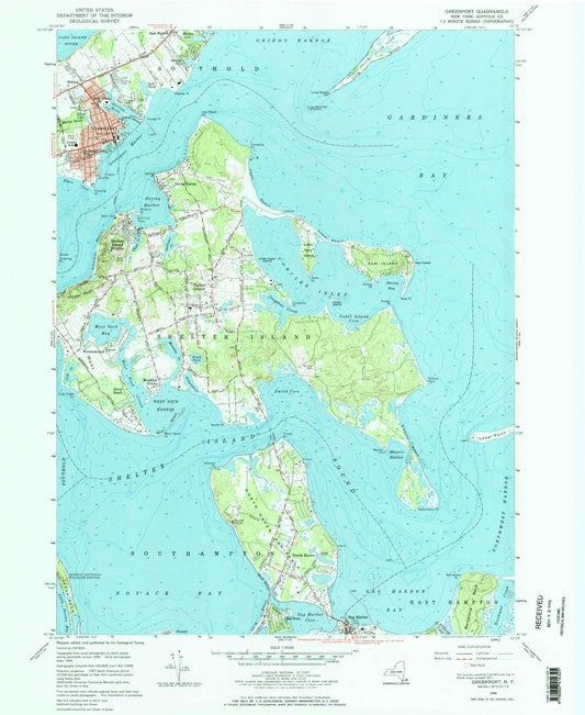 Classic USGS Greenport New York 7.5'x7.5' Topo Map Image