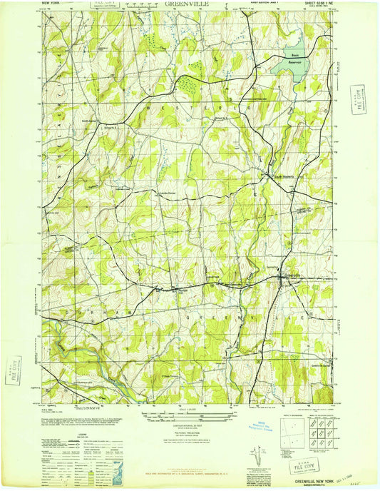 Classic USGS Greenville New York 7.5'x7.5' Topo Map Image