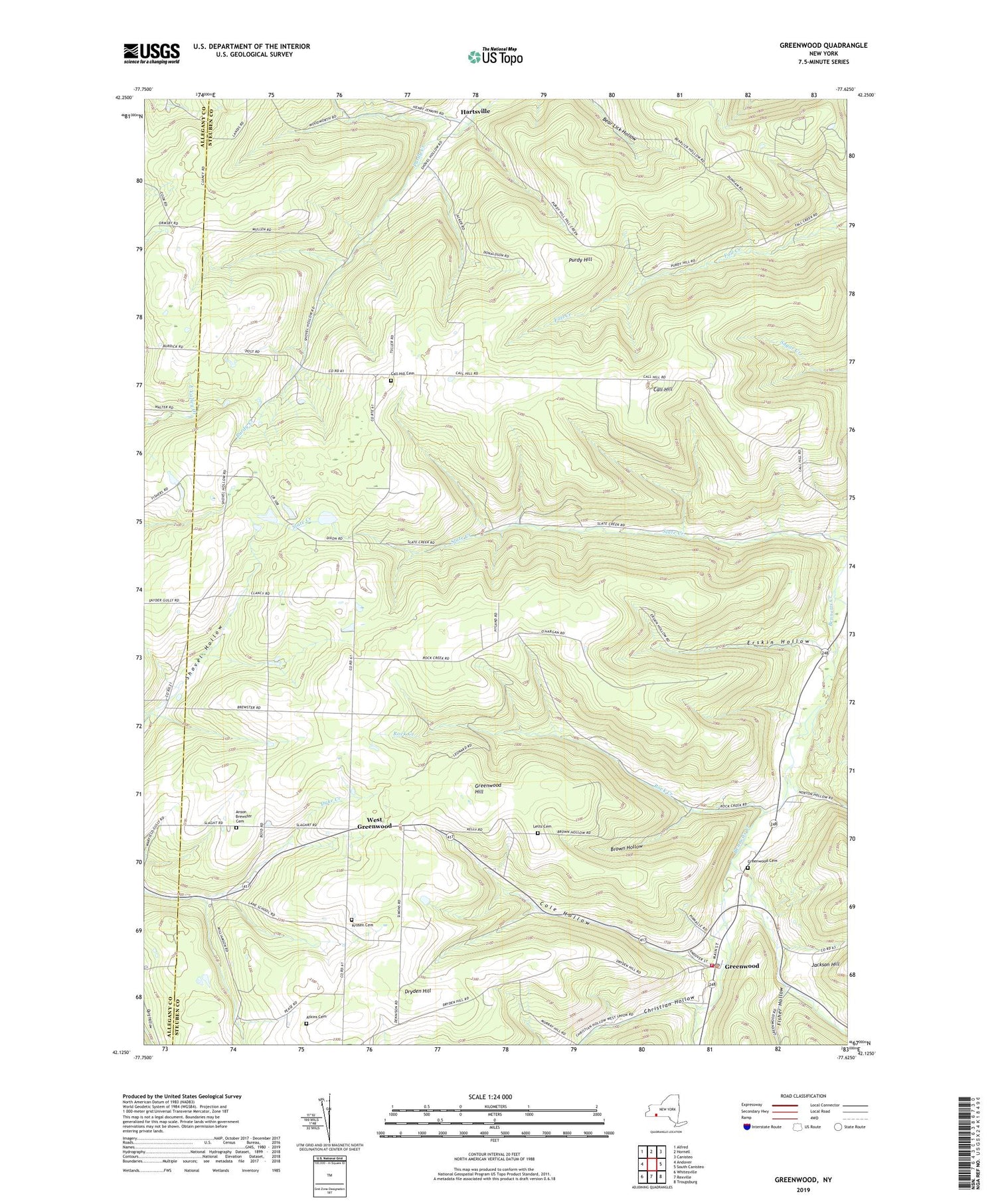 Greenwood New York US Topo Map Image