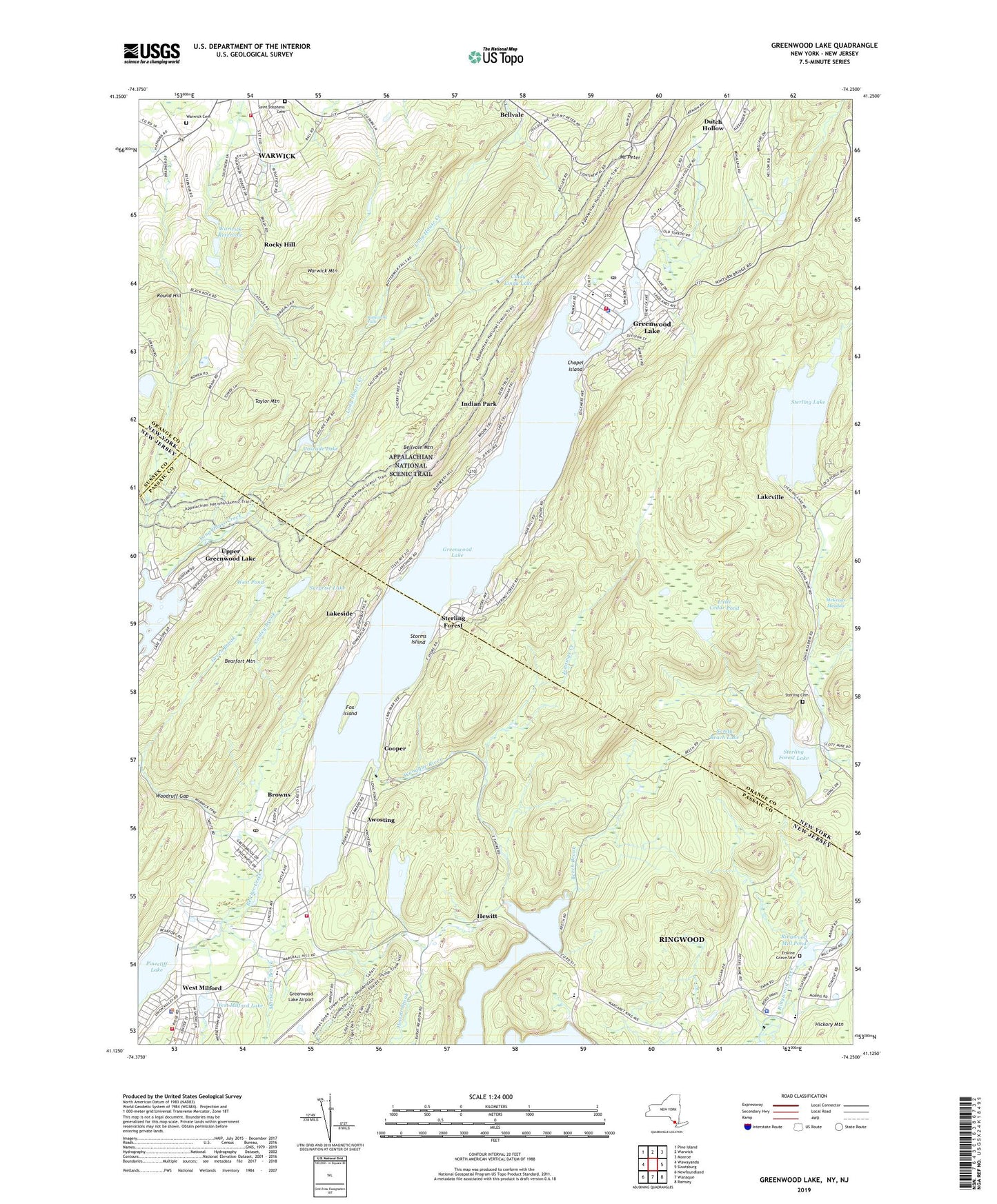 Greenwood Lake New York US Topo Map Image