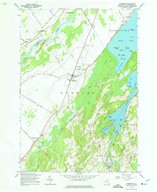 Classic USGS Hammond New York 7.5'x7.5' Topo Map Image