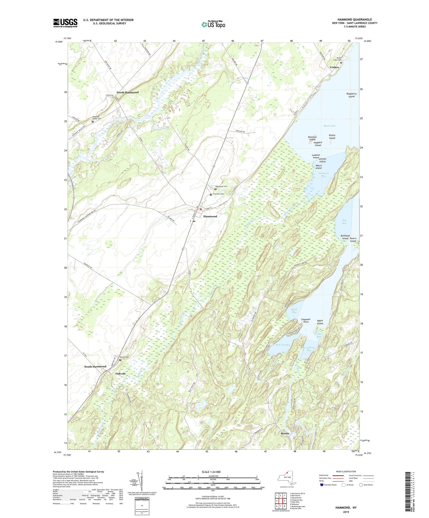 Hammond New York US Topo Map Image