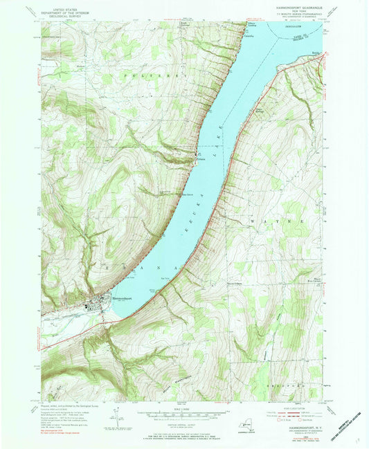 Classic USGS Hammondsport New York 7.5'x7.5' Topo Map Image