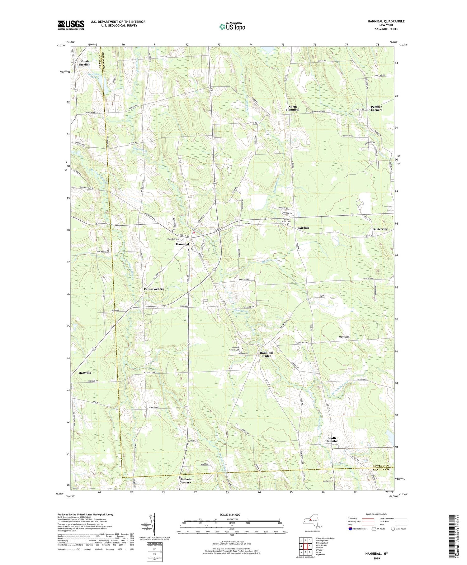 Hannibal New York US Topo Map Image