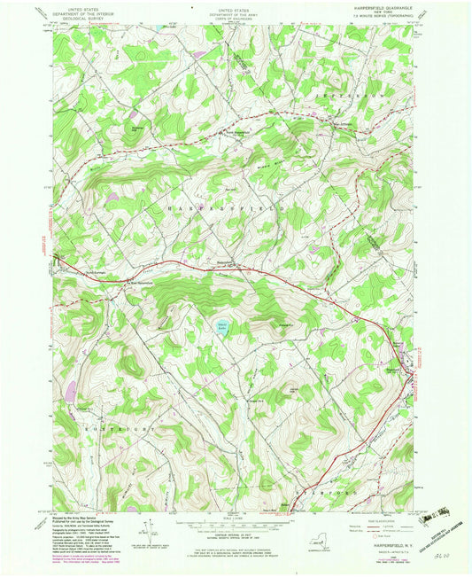 Classic USGS Harpersfield New York 7.5'x7.5' Topo Map Image