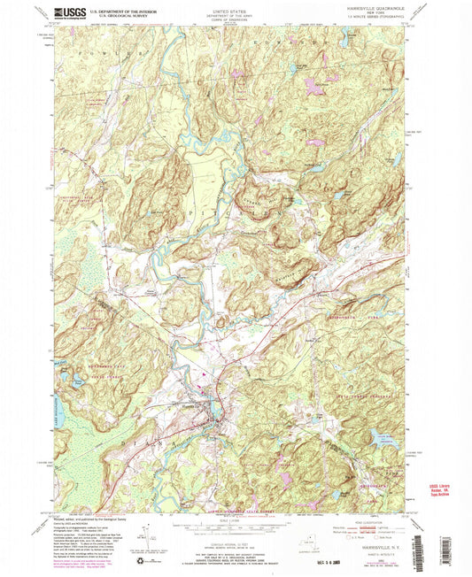 Classic USGS Harrisville New York 7.5'x7.5' Topo Map Image