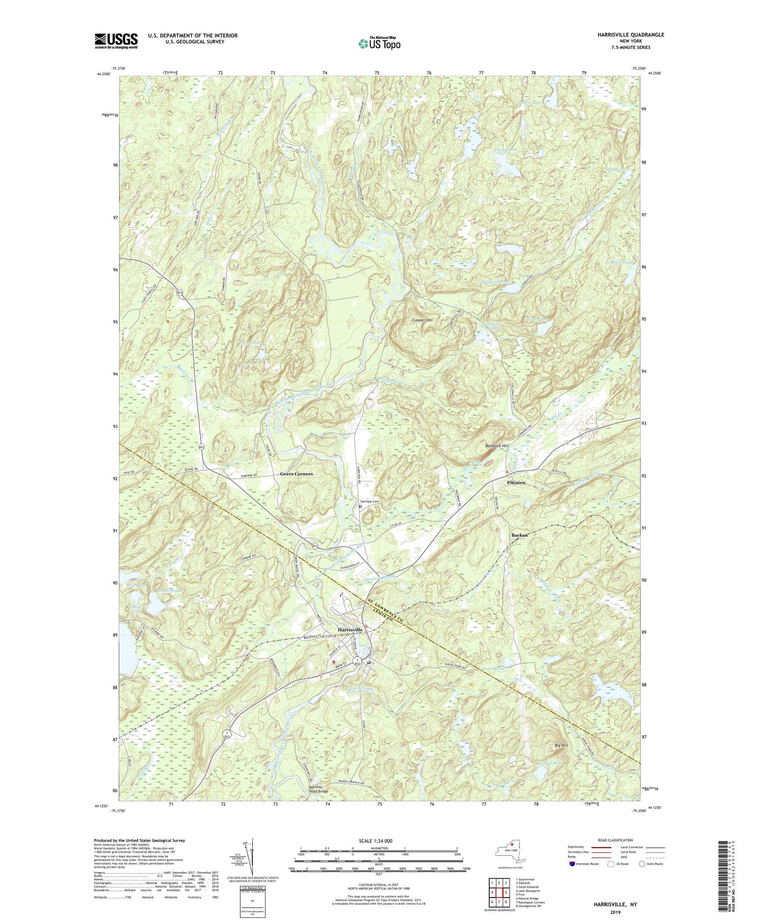 Harrisville New York US Topo Map Image