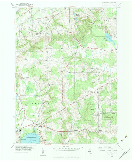 Classic USGS Hartfield New York 7.5'x7.5' Topo Map Image