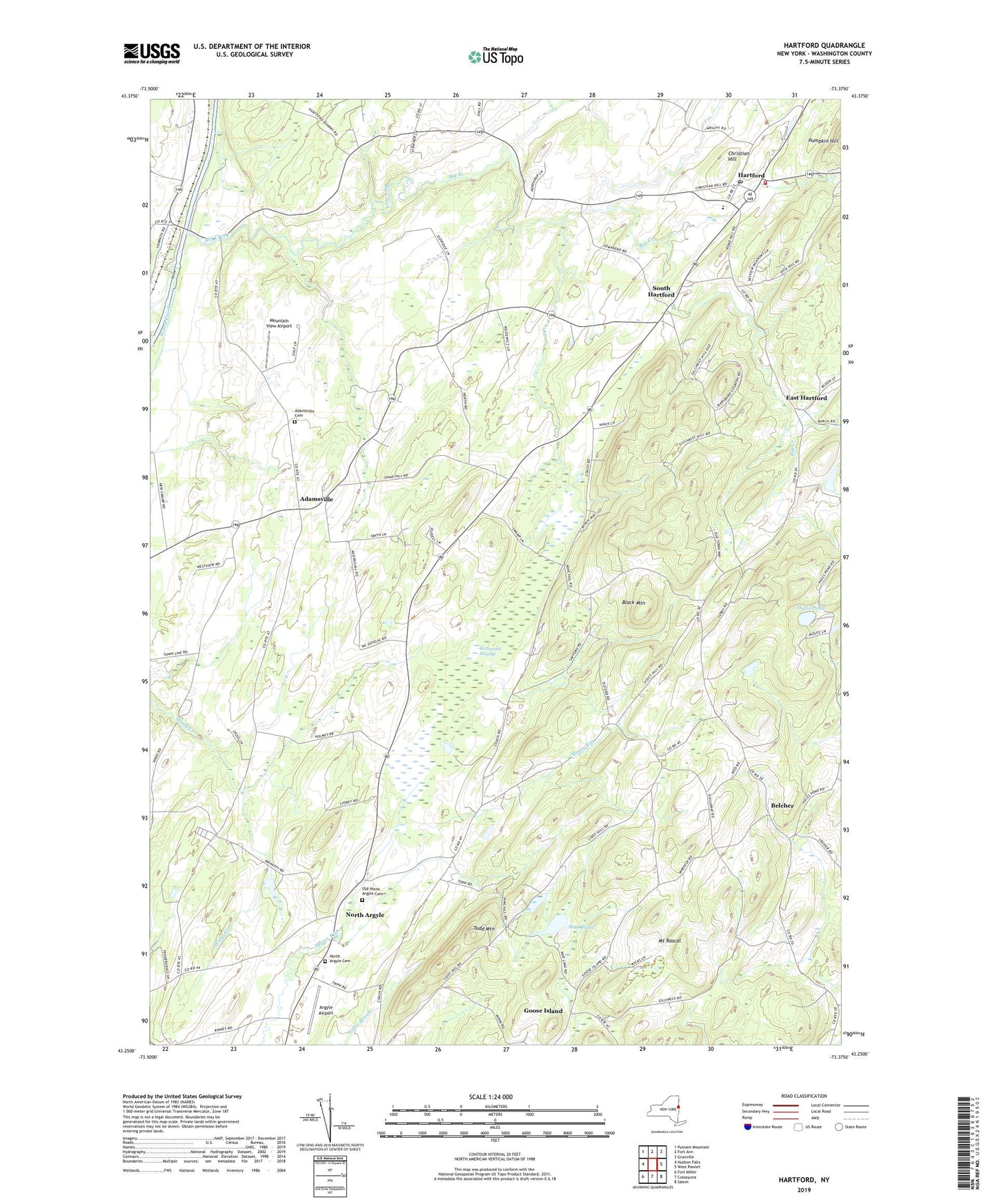 Hartford New York US Topo Map Image