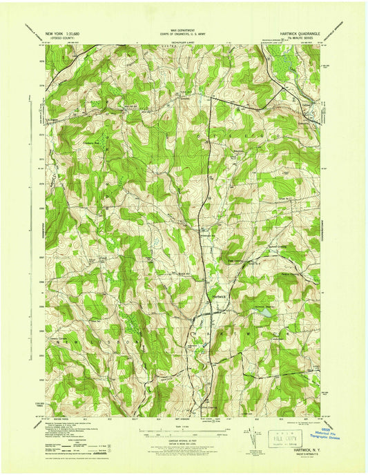 Classic USGS Hartwick New York 7.5'x7.5' Topo Map Image
