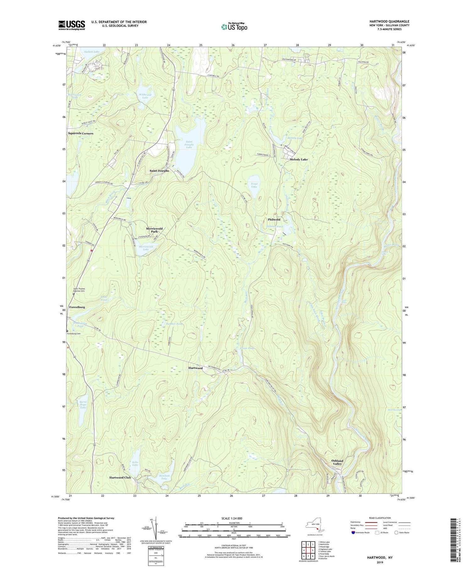 Hartwood New York US Topo Map Image
