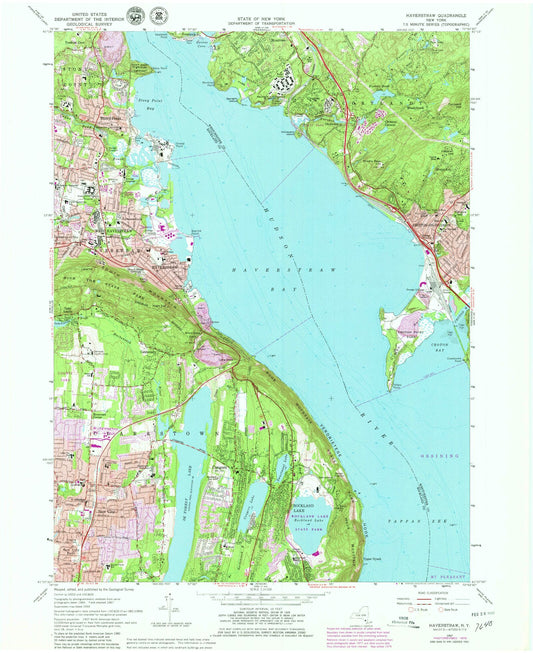 Classic USGS Haverstraw New York 7.5'x7.5' Topo Map Image