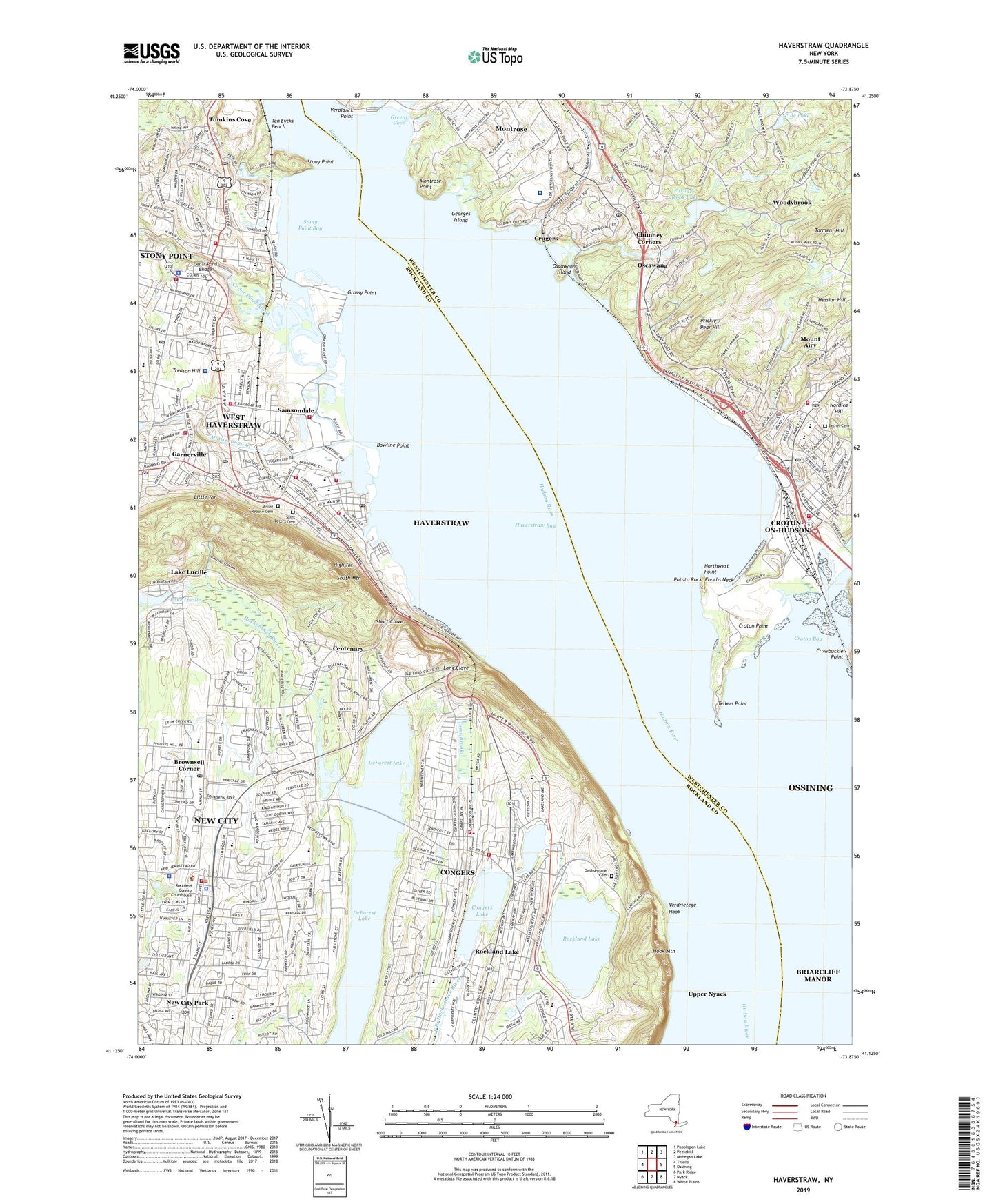 Haverstraw New York US Topo Map Image