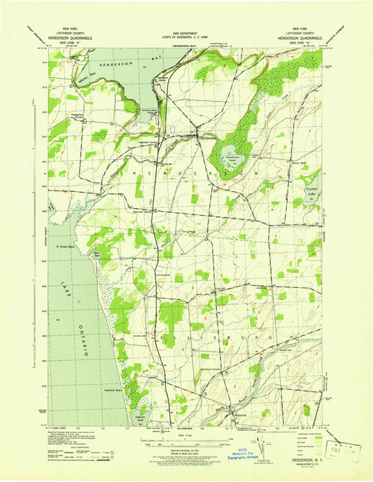 Classic USGS Henderson New York 7.5'x7.5' Topo Map Image