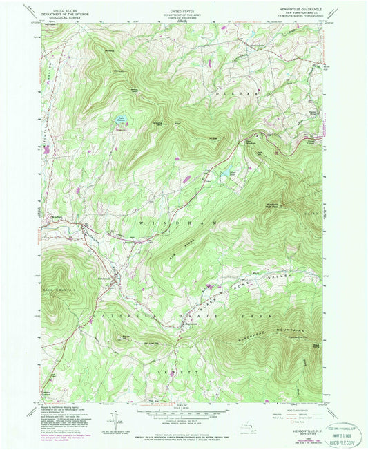 Classic USGS Hensonville New York 7.5'x7.5' Topo Map Image