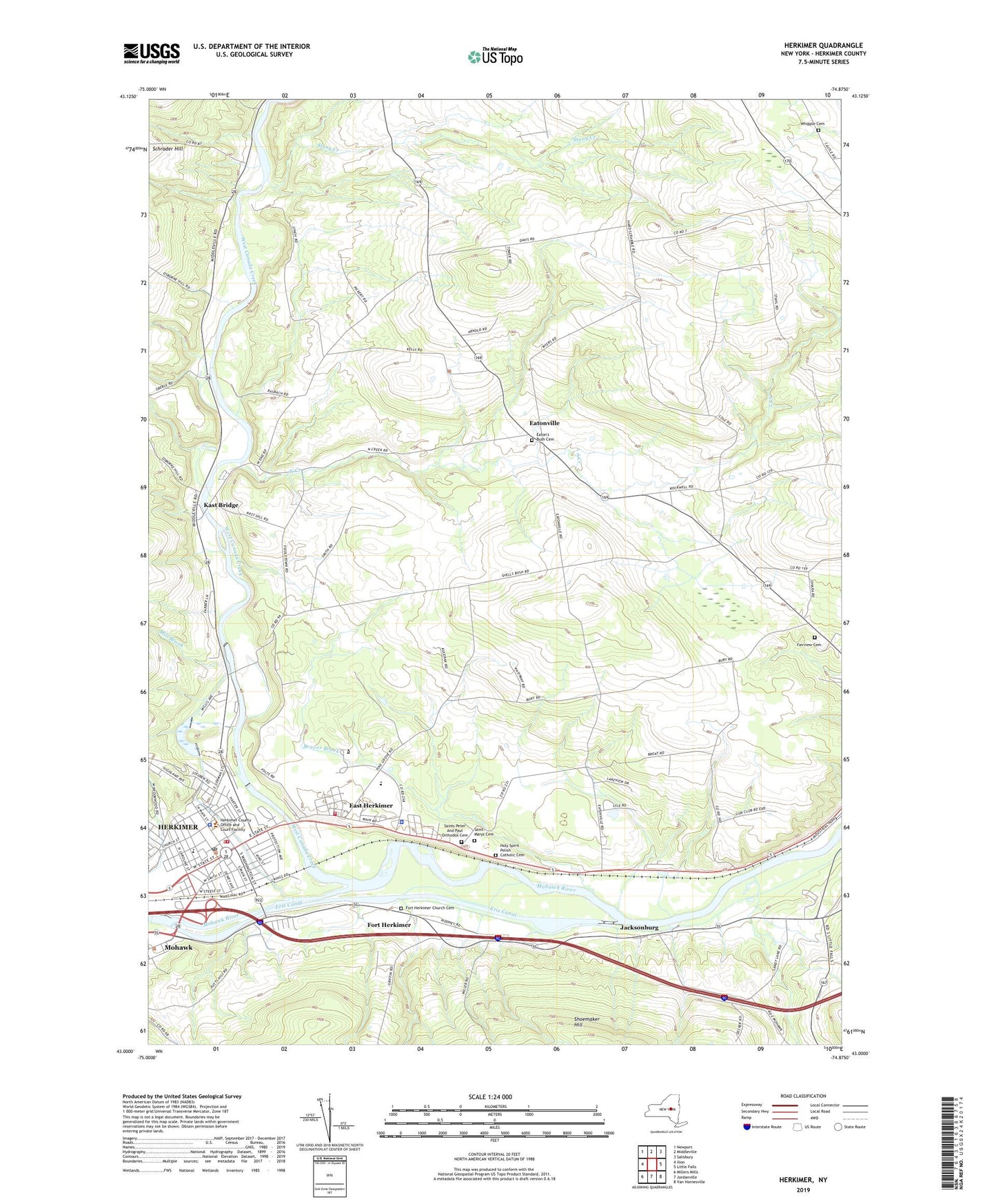Herkimer New York US Topo Map Image