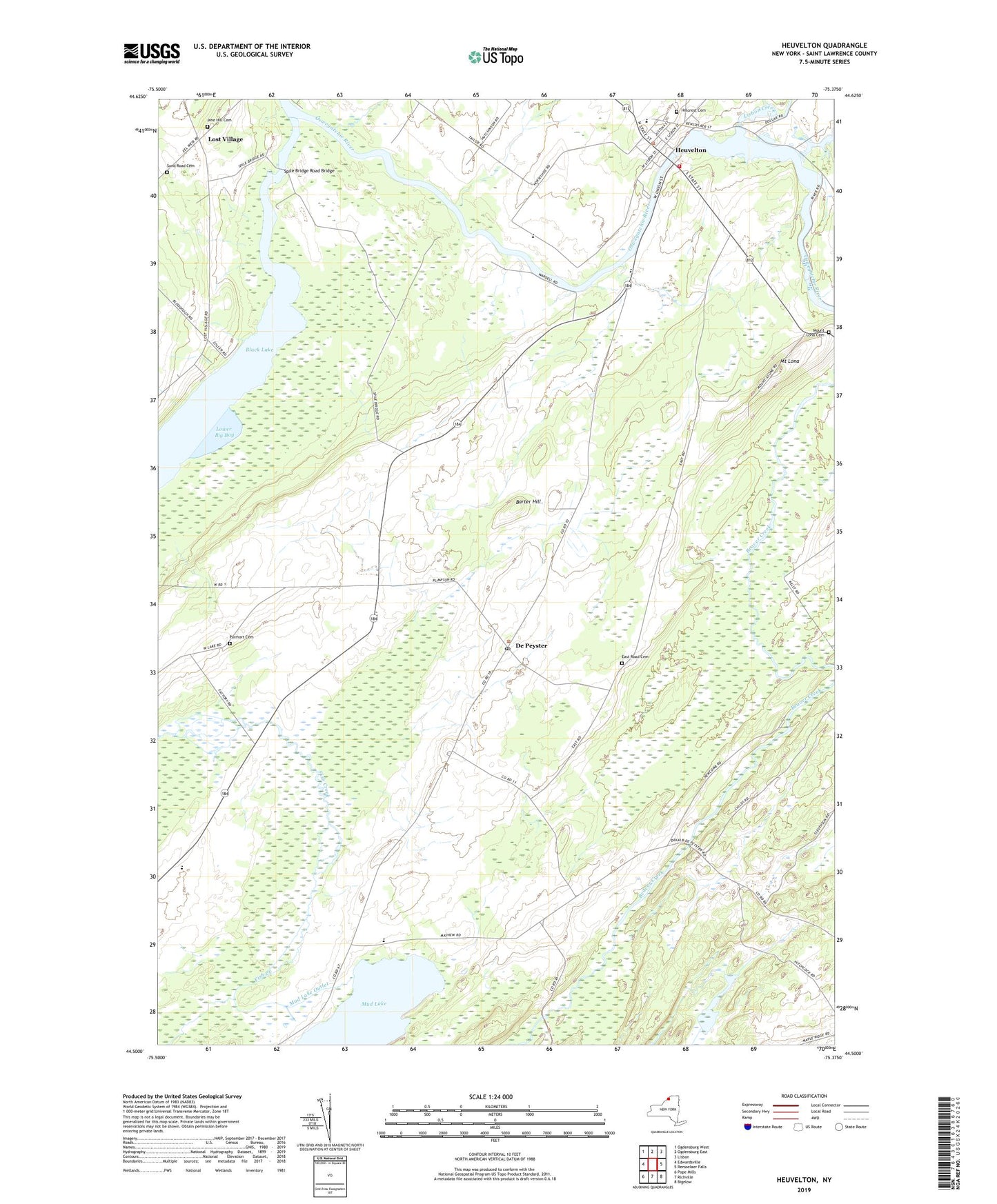 Heuvelton New York US Topo Map Image