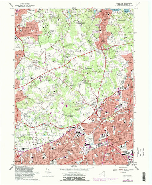 Classic USGS Hicksville New York 7.5'x7.5' Topo Map Image