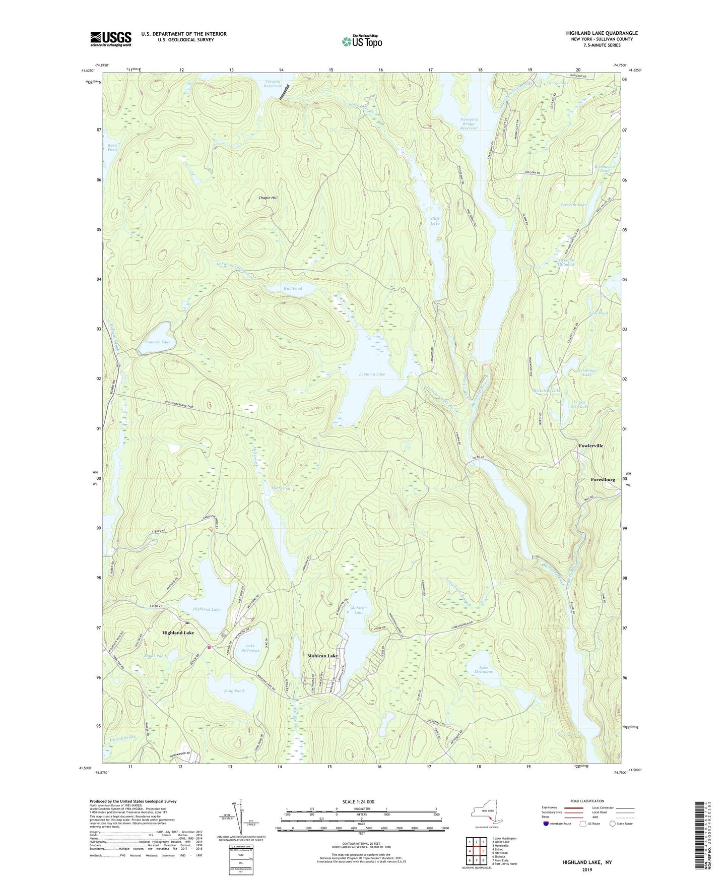Highland Lake New York US Topo Map Image