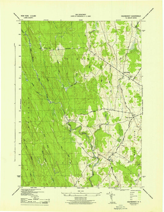 Classic USGS High Market New York 7.5'x7.5' Topo Map Image