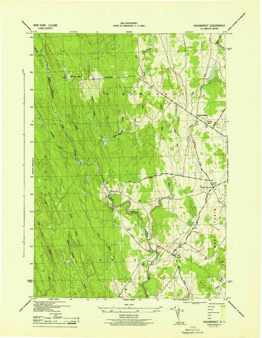 Classic USGS High Market New York 7.5'x7.5' Topo Map Image