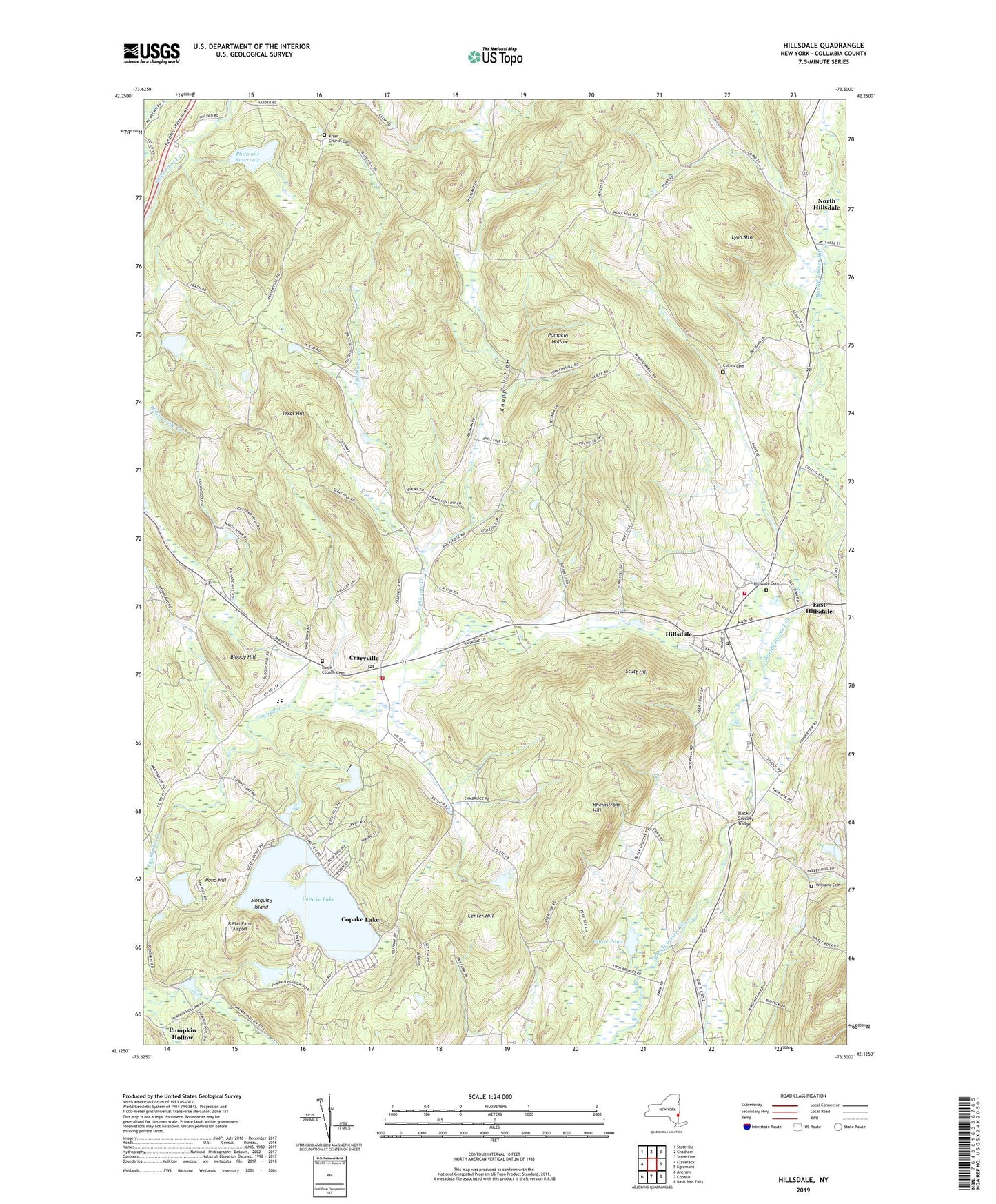 Hillsdale New York US Topo Map Image