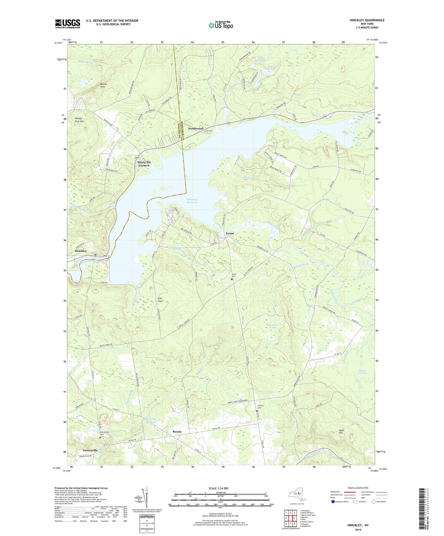 Hinckley New York US Topo Map Image