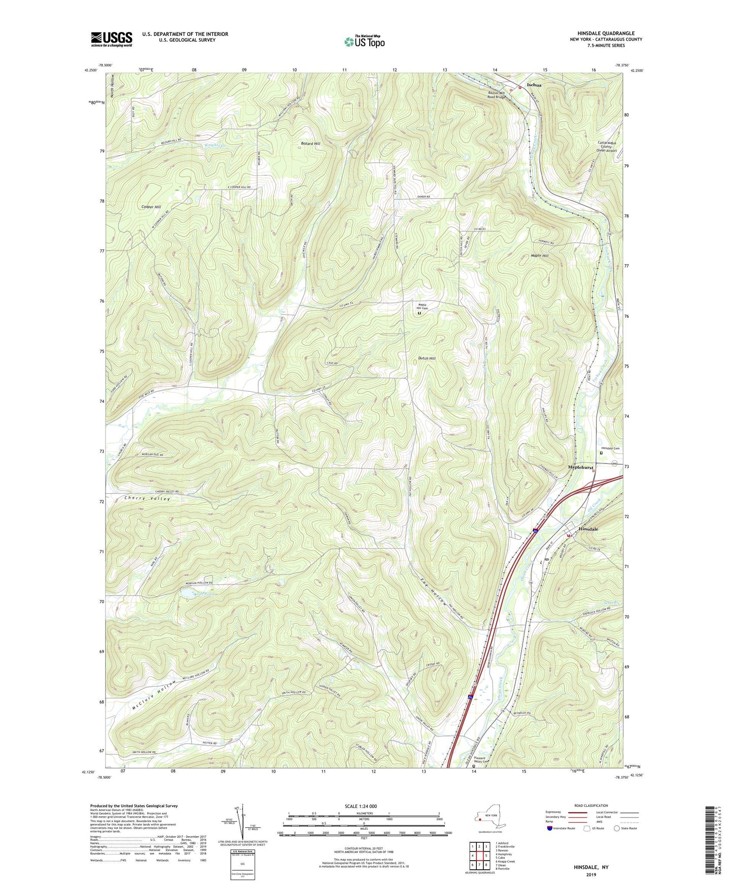 Hinsdale New York US Topo Map Image