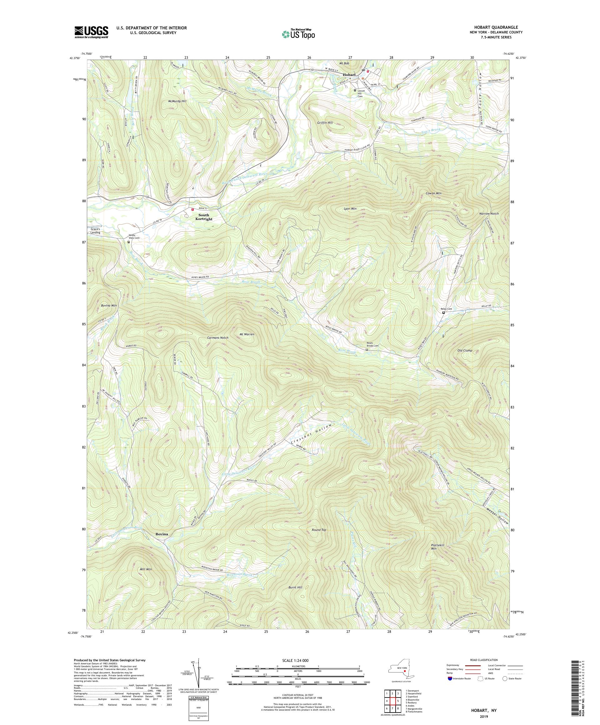 Hobart New York US Topo Map – MyTopo Map Store